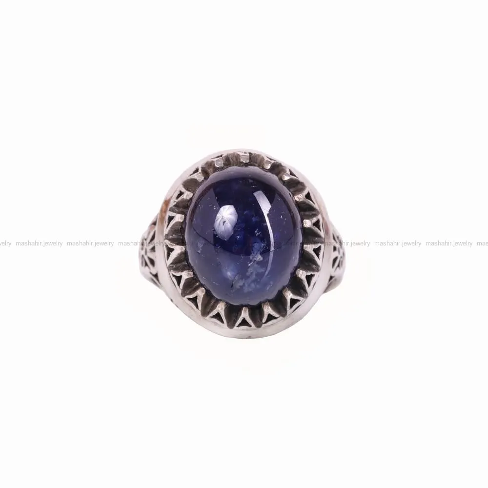 انگشتر ياقوت کبود مردانه کد 4592