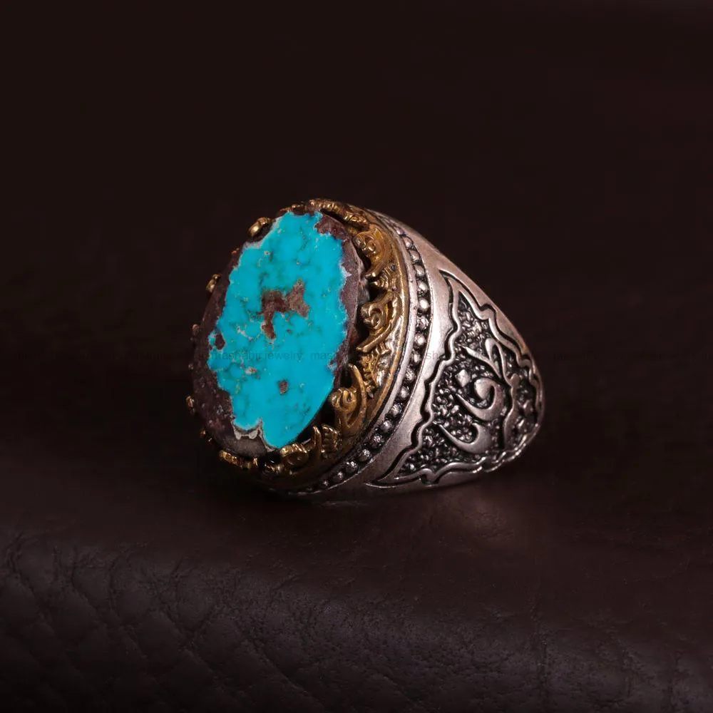 انگشتر فیروزه شجری مردانه کد 2976