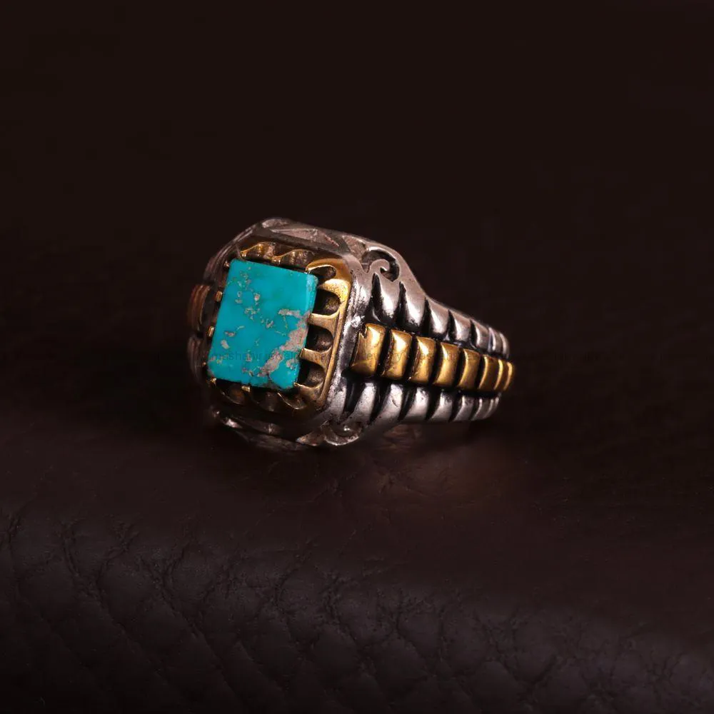 انگشتر فیروزه شجری مردانه کد 2977