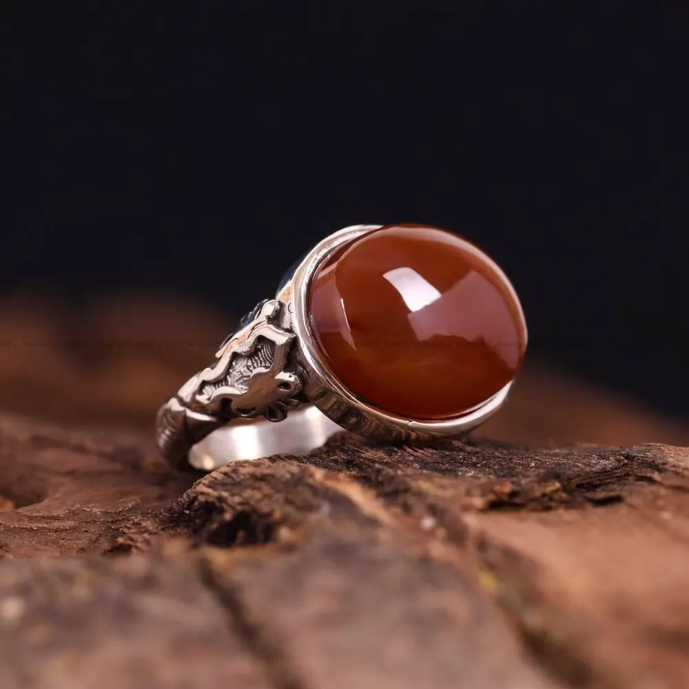 انگشتر عقیق مردانه کد 4580