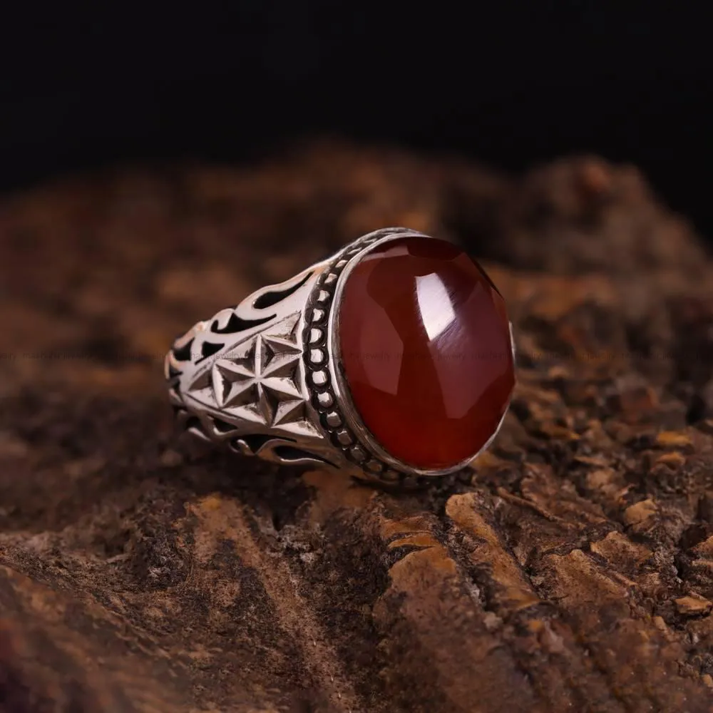 انگشتر عقیق مردانه کد 4590