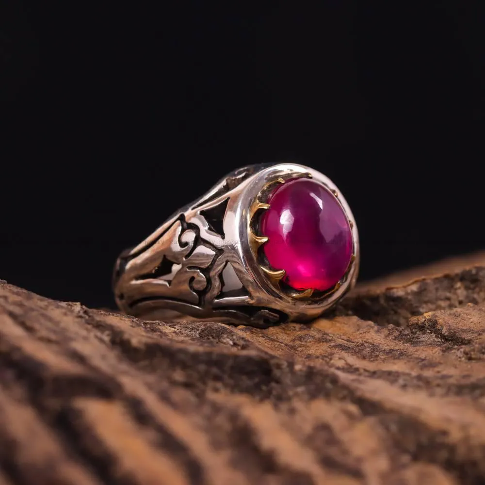 انگشتر ياقوت استار قرمز مردانه کد 4591