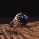 انگشتر ياقوت کبود مردانه کد 4592