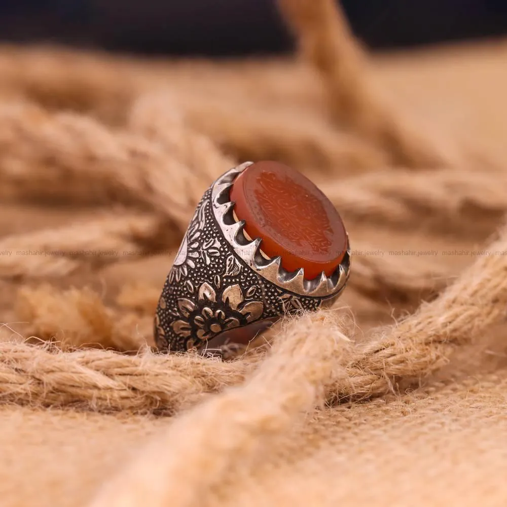 انگشتر عقیق مردانه کد 4639