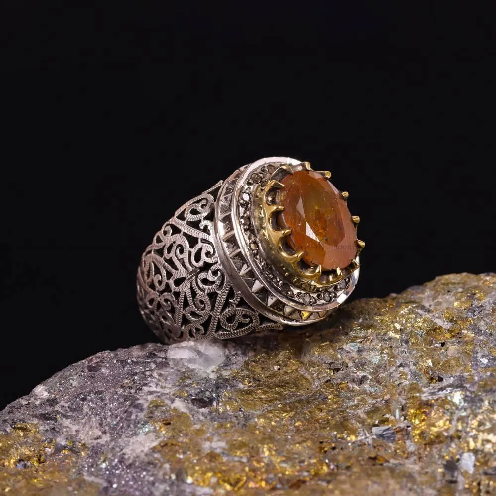 انگشتر یاقوت زرد مردانه کد 4657