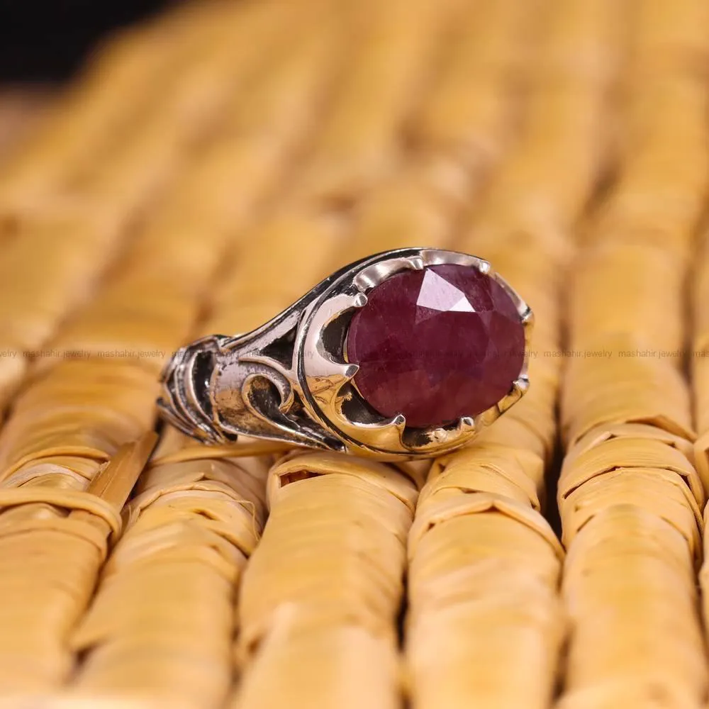 انگشتر یاقوت سرخ مردانه کد 4662