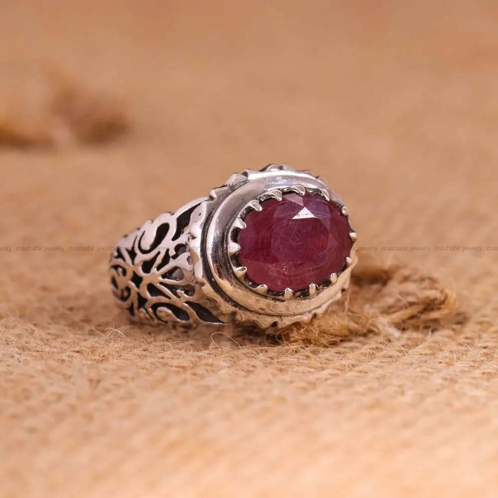انگشتر یاقوت سرخ مردانه کد 4663