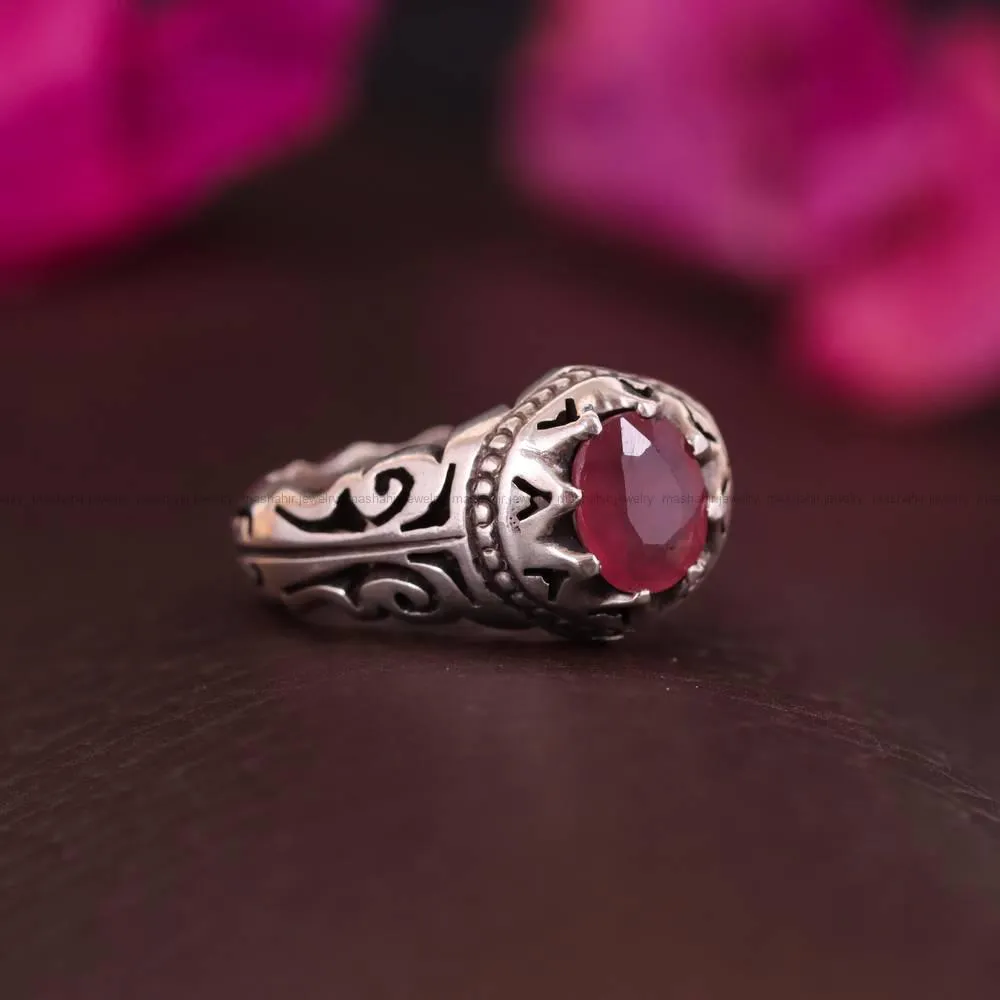 انگشتر یاقوت سرخ مردانه کد 4668