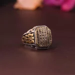 انگشتر صفحه برلیان مردانه کد 4672