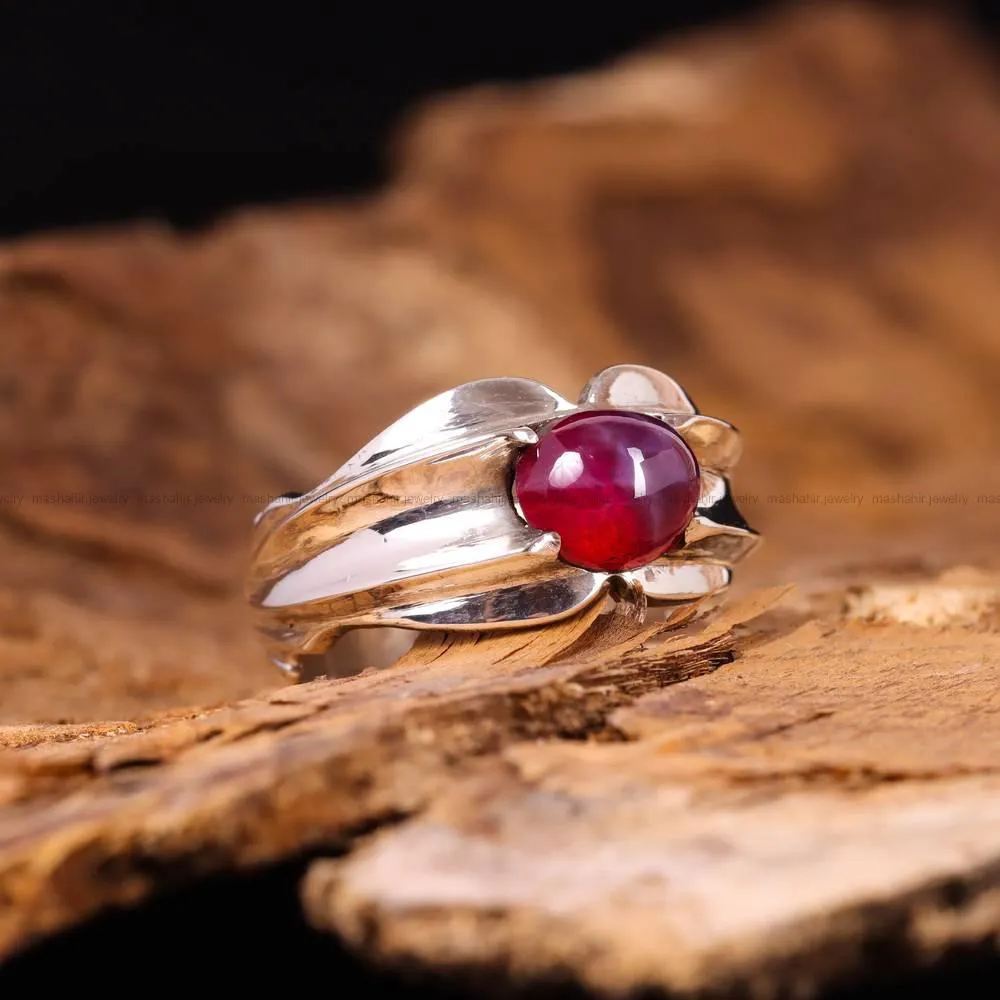 انگشتر ياقوت استار قرمز مردانه کد 4749
