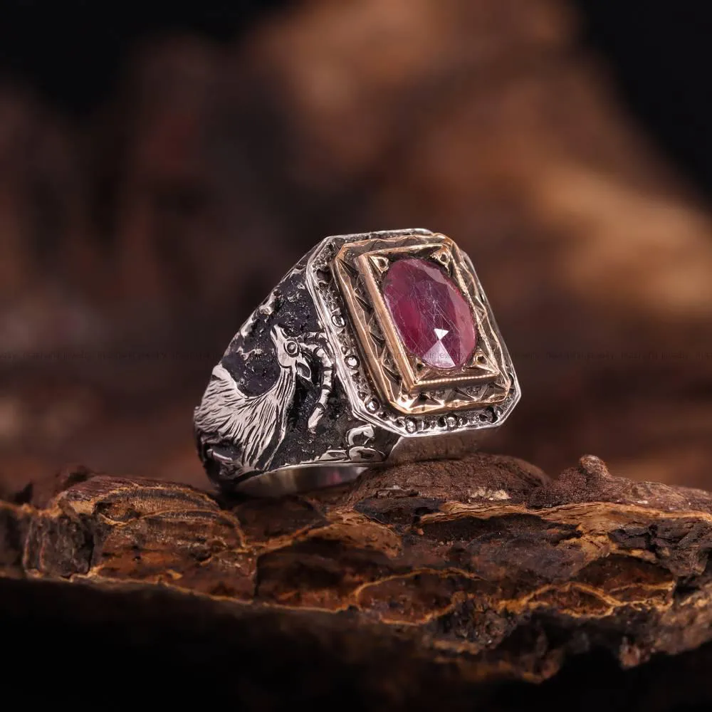 انگشتر یاقوت سرخ مردانه کد 4784