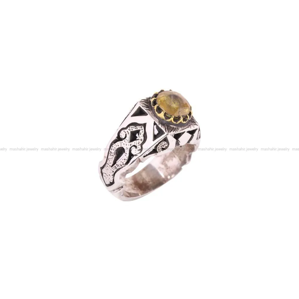 انگشتر یاقوت زرد مردانه کد 4740