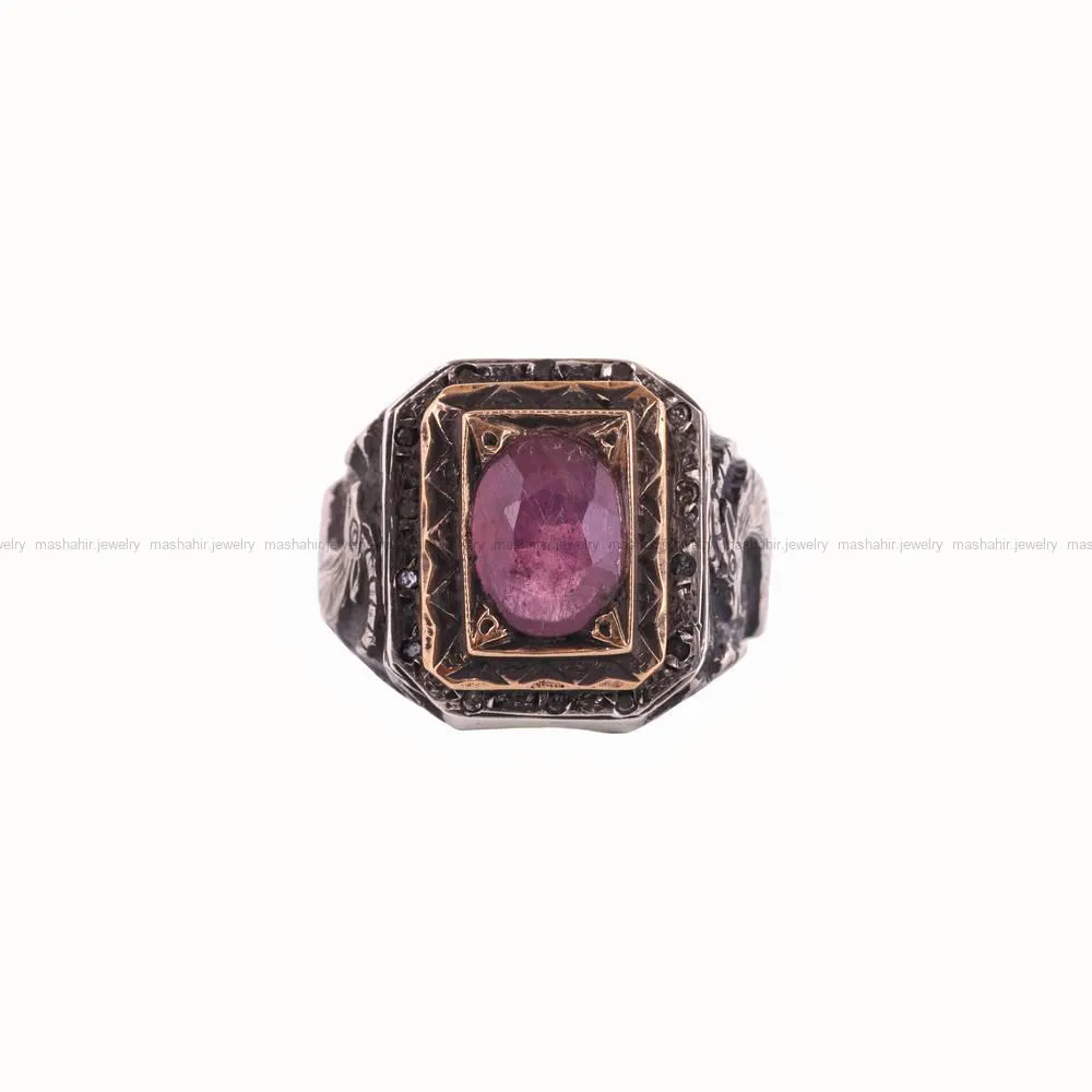 انگشتر یاقوت سرخ مردانه کد 4784