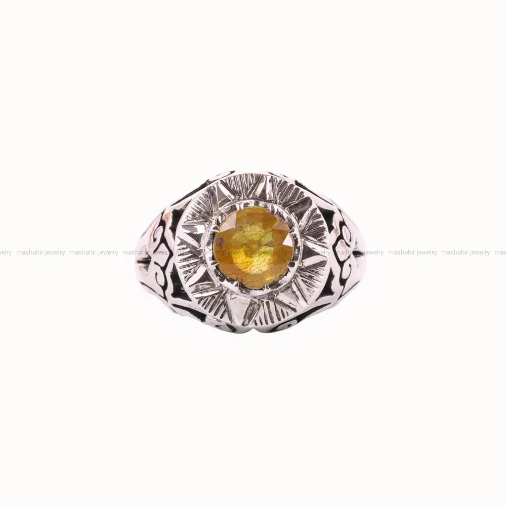 انگشتر یاقوت زرد مردانه کد 4846