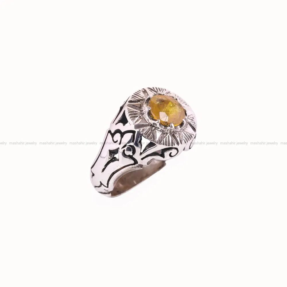 انگشتر یاقوت زرد مردانه کد 4846