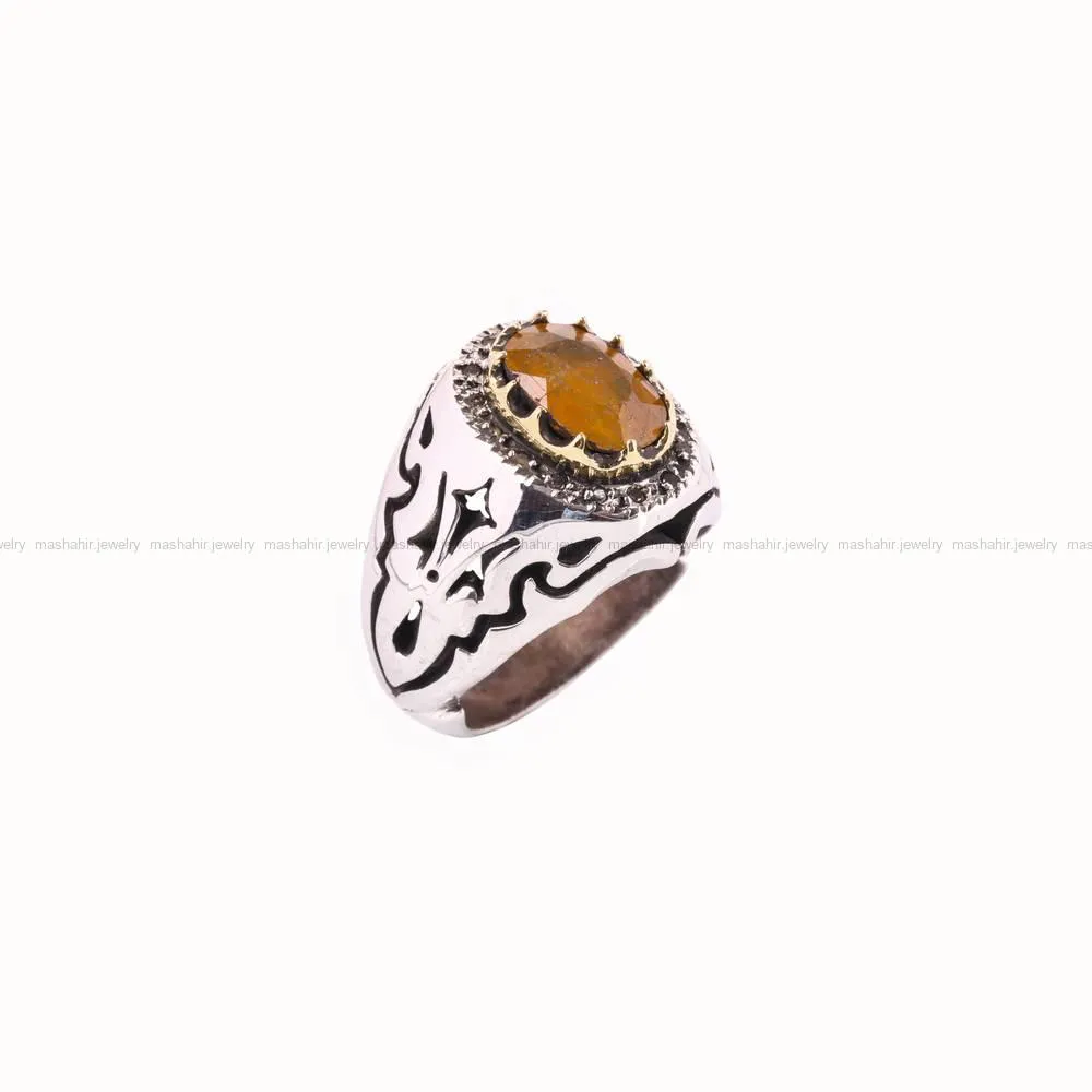 انگشتر یاقوت زرد مردانه کد 4847