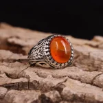 انگشتر عقیق سلیمانی مردانه کد 4843
