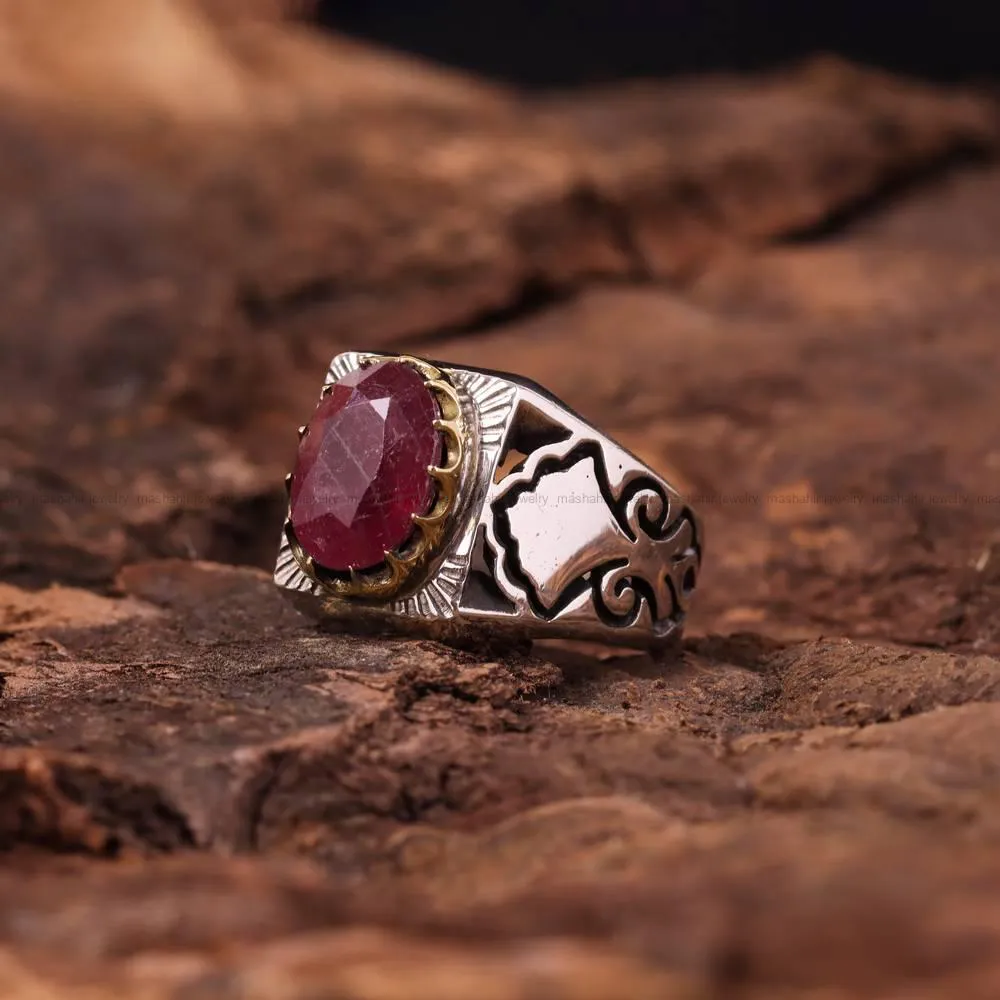 انگشتر یاقوت سرخ مردانه کد 4860