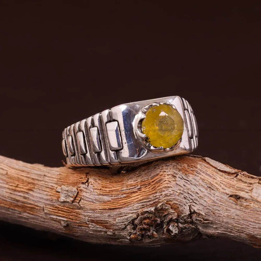 انگشتر یاقوت زرد مردانه کد 4873