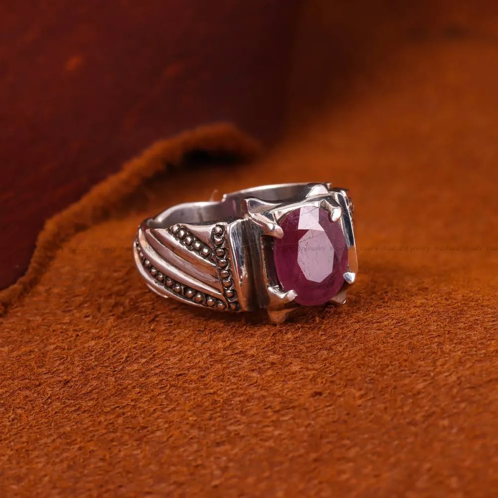 انگشتر یاقوت سرخ مردانه کد 4879