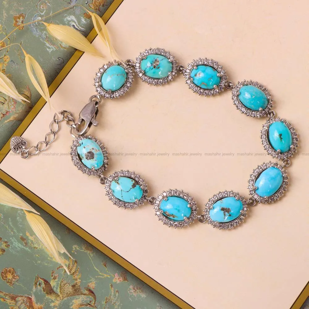 دستبند فیروزه زنانه کد 4717