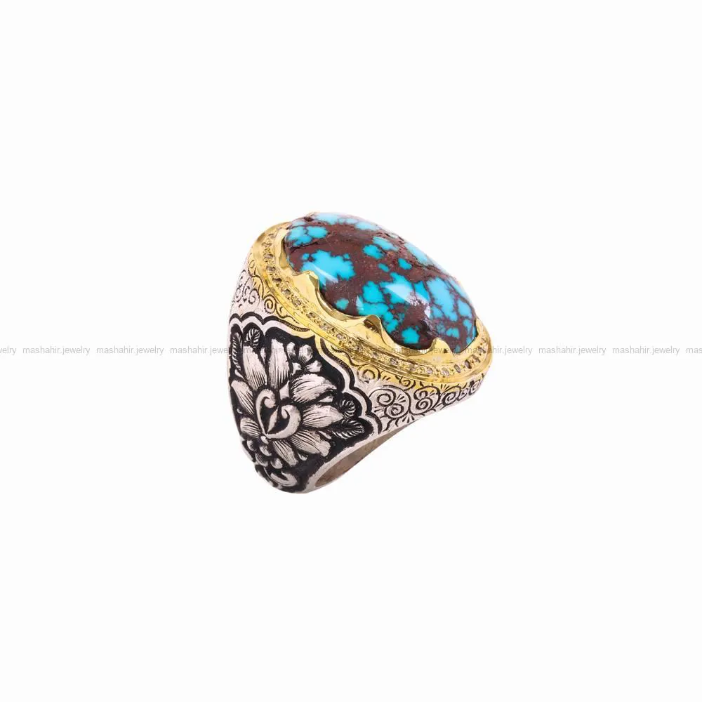 انگشتر فیروزه شجری مردانه کد 4676