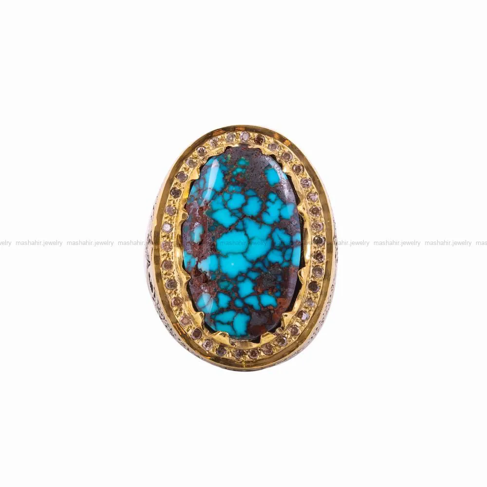 انگشتر فیروزه شجری مردانه کد 4678