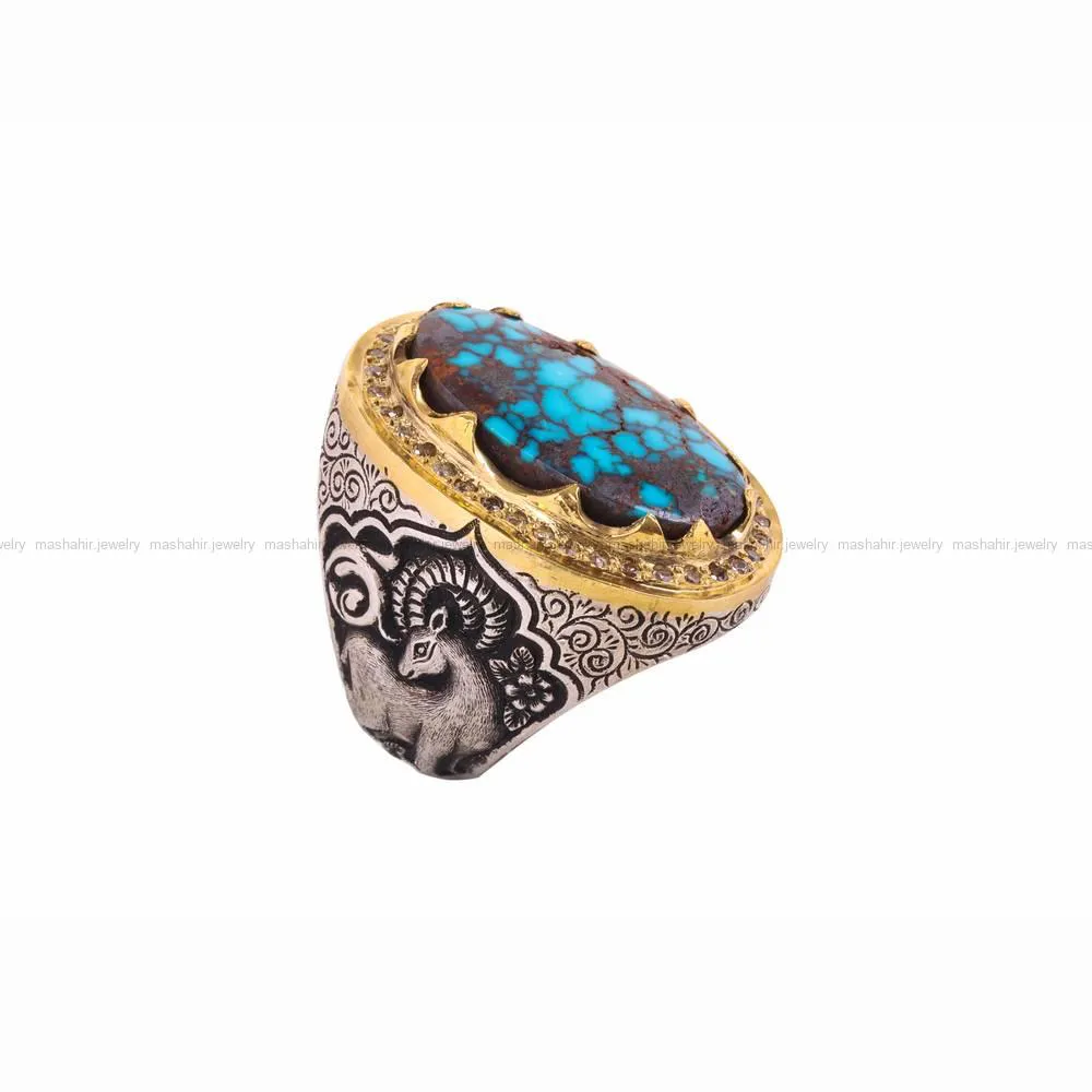 انگشتر فیروزه شجری مردانه کد 4678