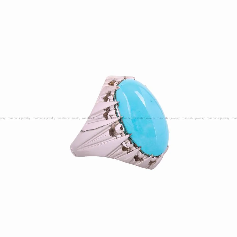 انگشتر فیروزه عجمی مردانه کد 4680