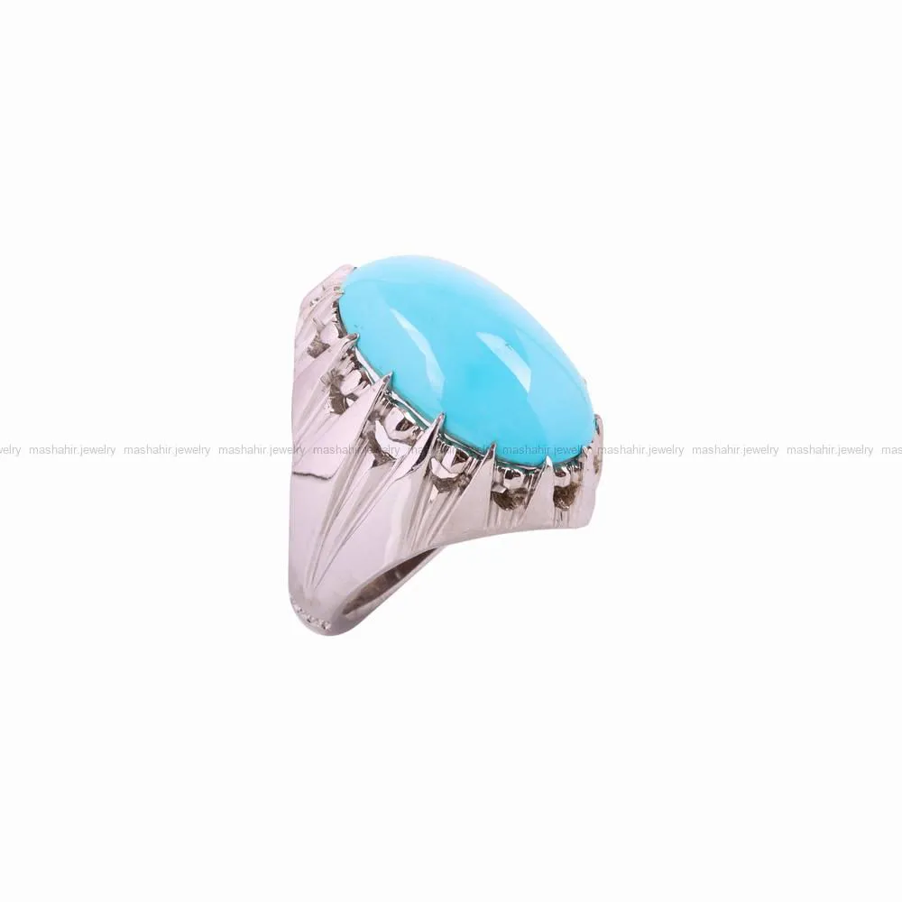 انگشتر فیروزه عجمی مردانه کد 4680