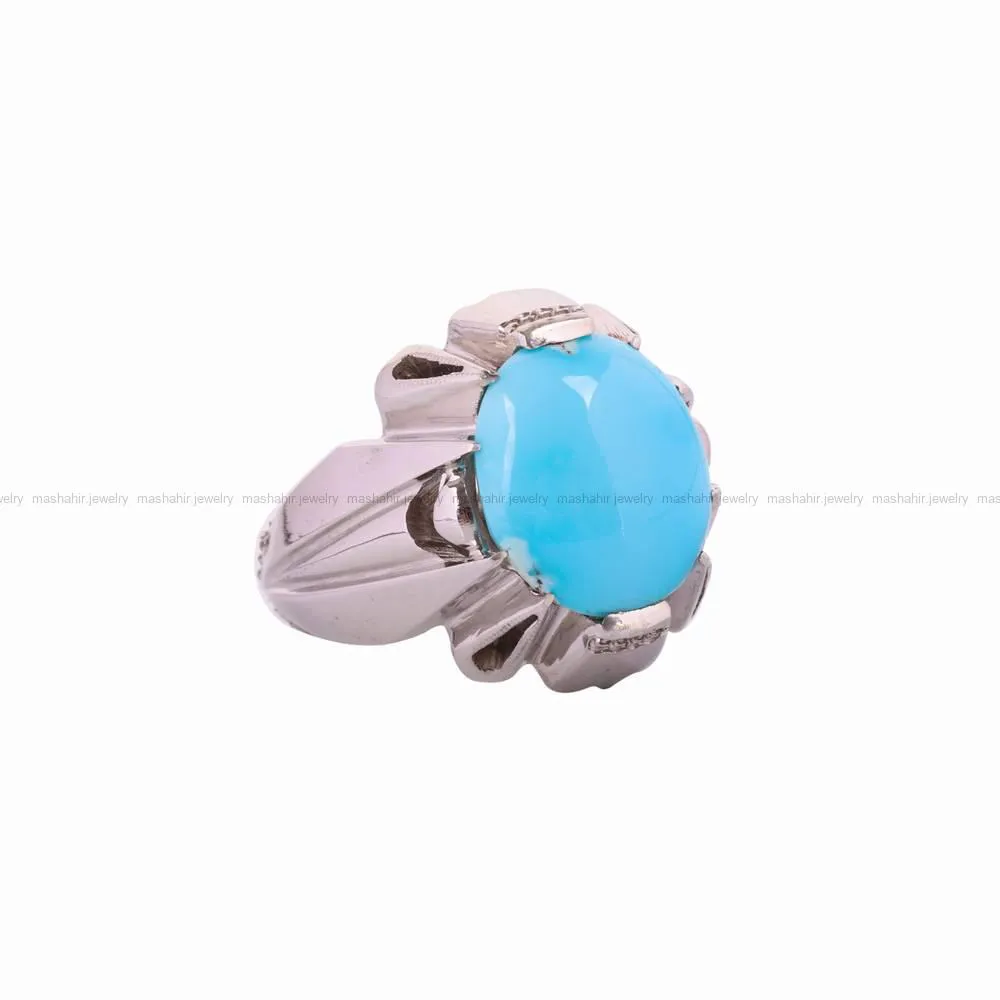 انگشتر فیروزه عجمی مردانه کد 4683