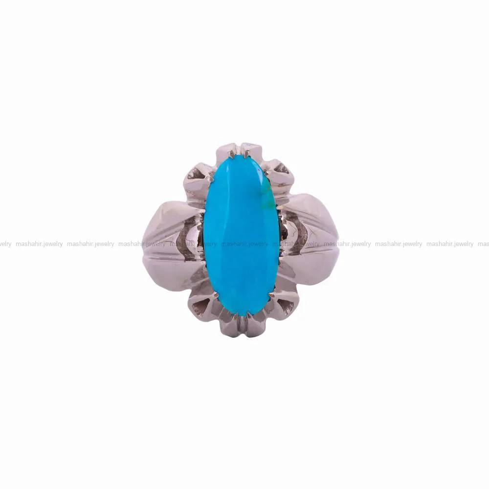 انگشتر فیروزه عجمی مردانه کد 4684