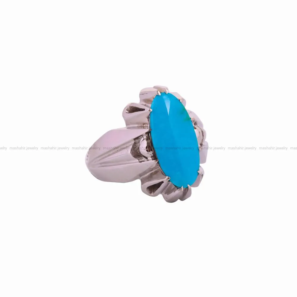 انگشتر فیروزه عجمی مردانه کد 4684