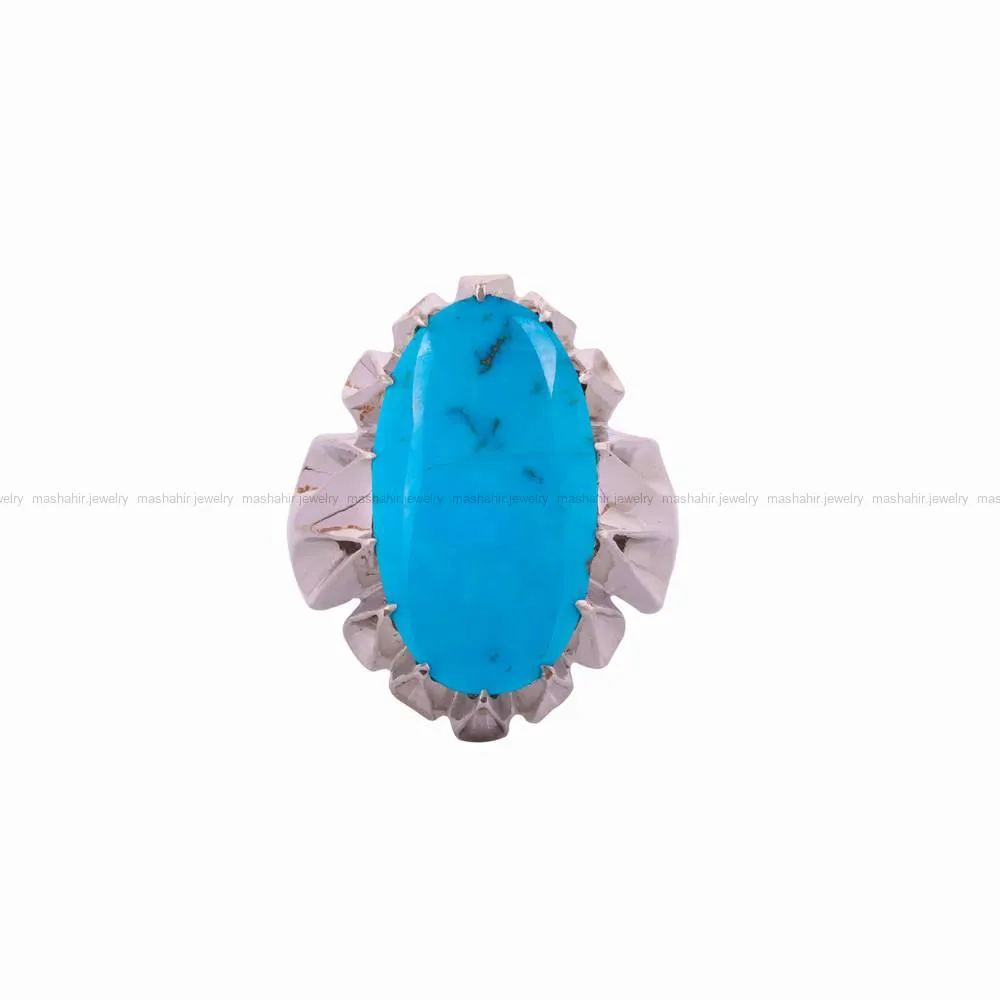 انگشتر فیروزه عجمی مردانه کد 4686