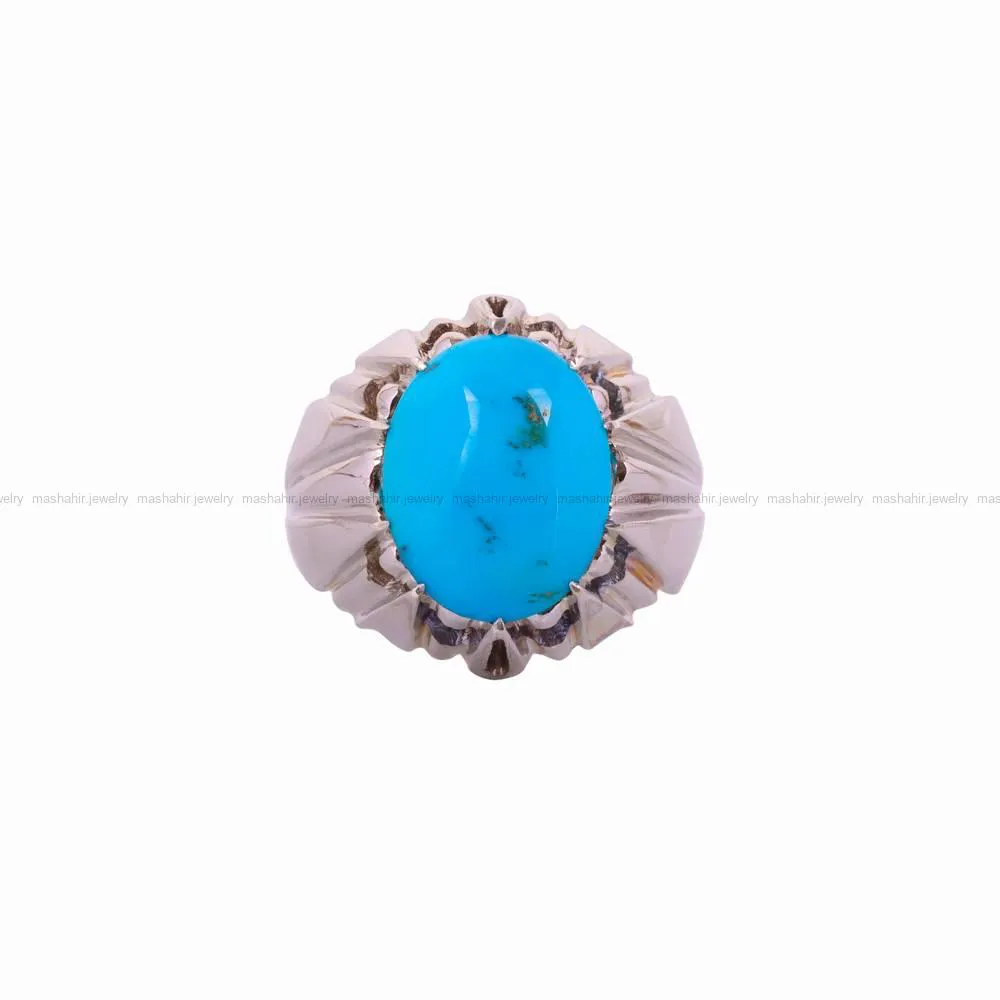انگشتر فیروزه عجمی مردانه کد 4687