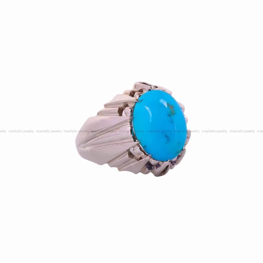 انگشتر فیروزه عجمی مردانه کد 4687