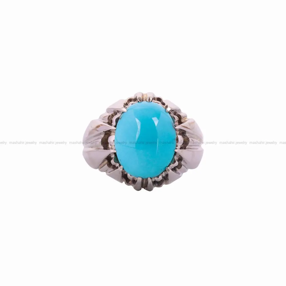 انگشتر فیروزه عجمی مردانه کد 4686