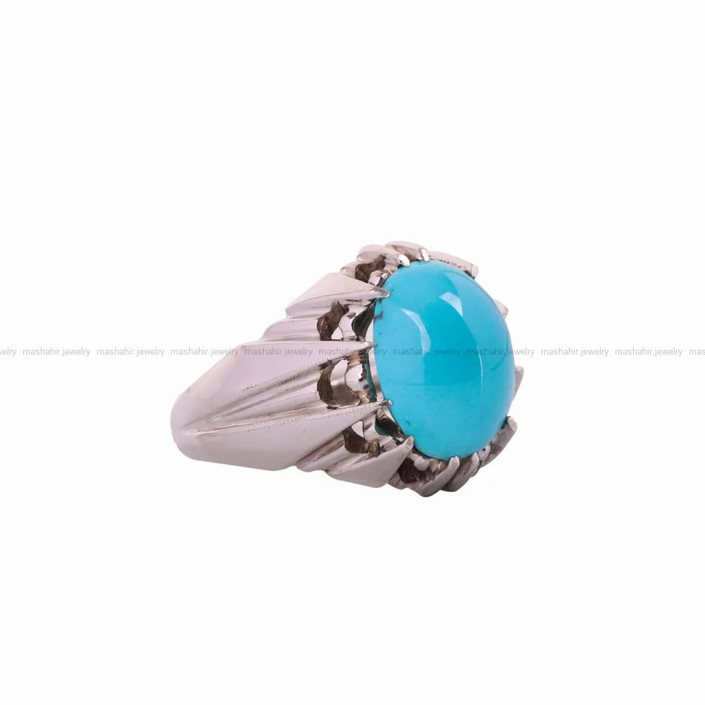 انگشتر فیروزه عجمی مردانه کد 4686