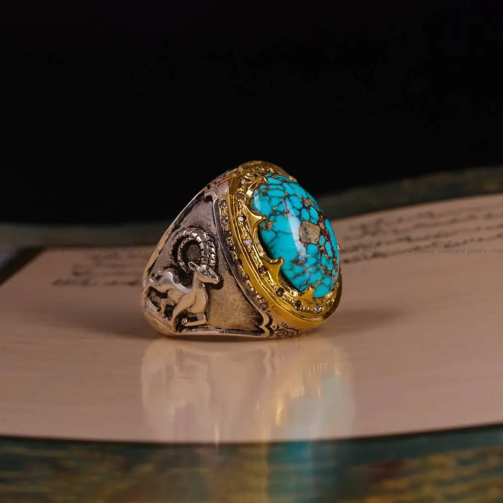 انگشتر فیروزه شجری مردانه کد 4677