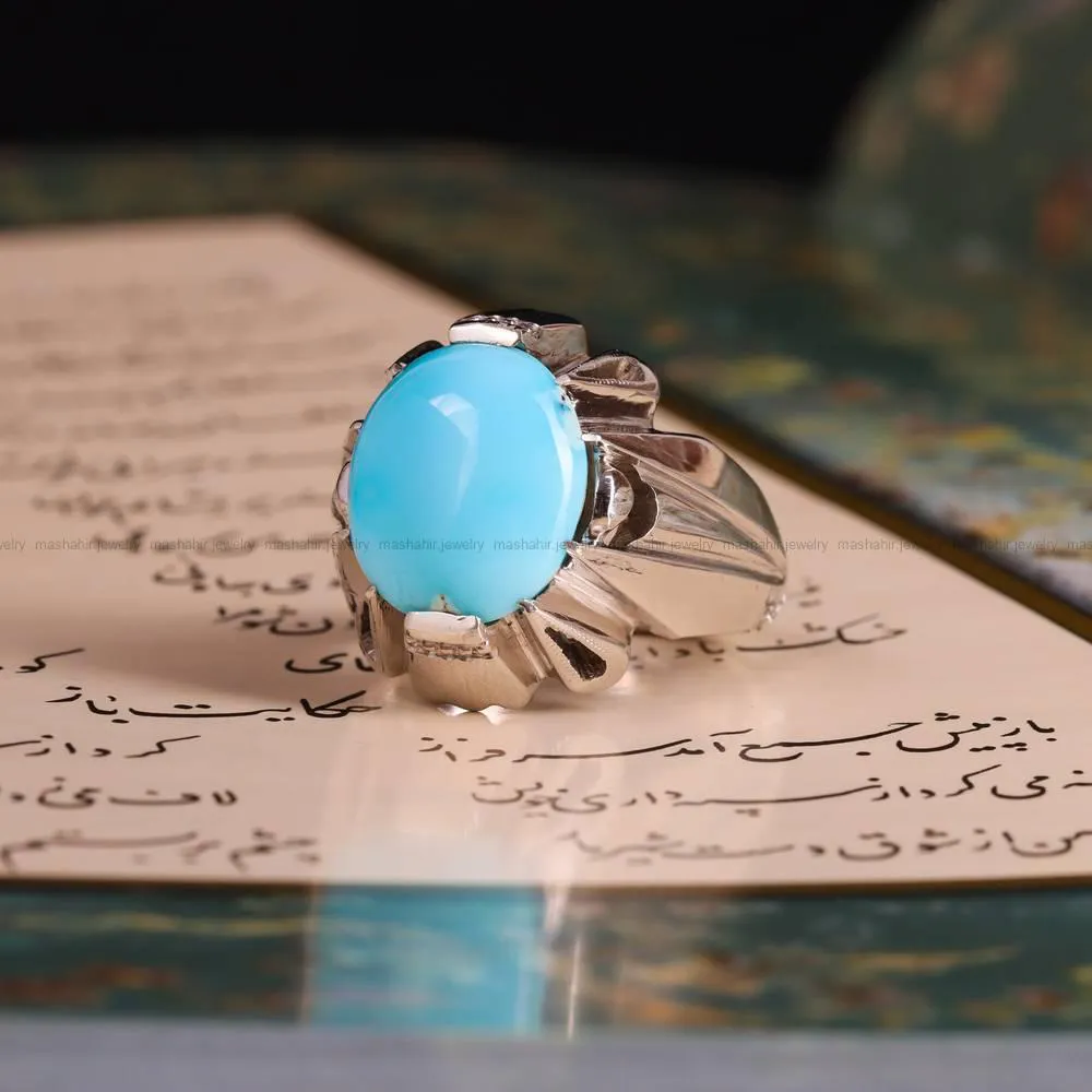 انگشتر فیروزه عجمی مردانه کد 4683