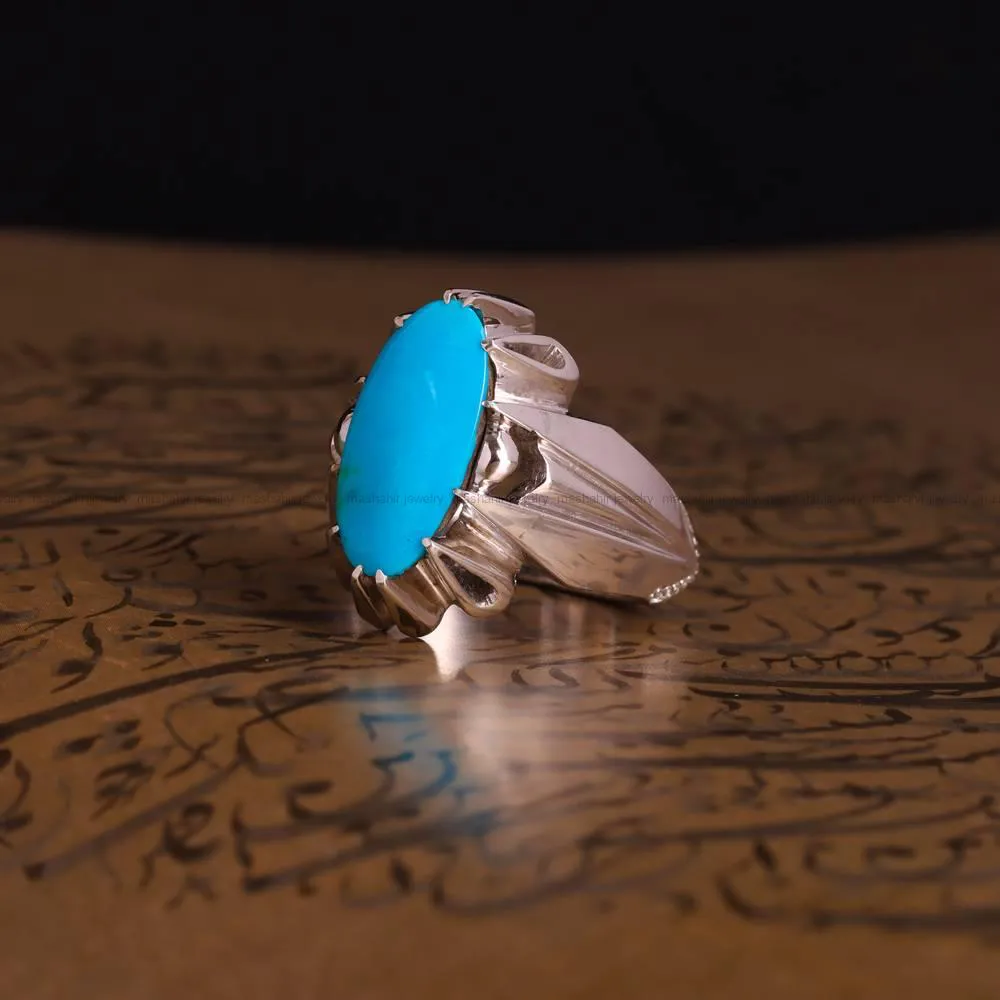 انگشتر فیروزه عجمی مردانه کد 4684