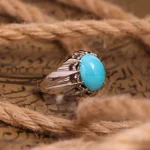 انگشتر فیروزه عجمی مردانه کد 4686