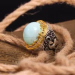انگشتر فیروزه عجمی مردانه کد 4689