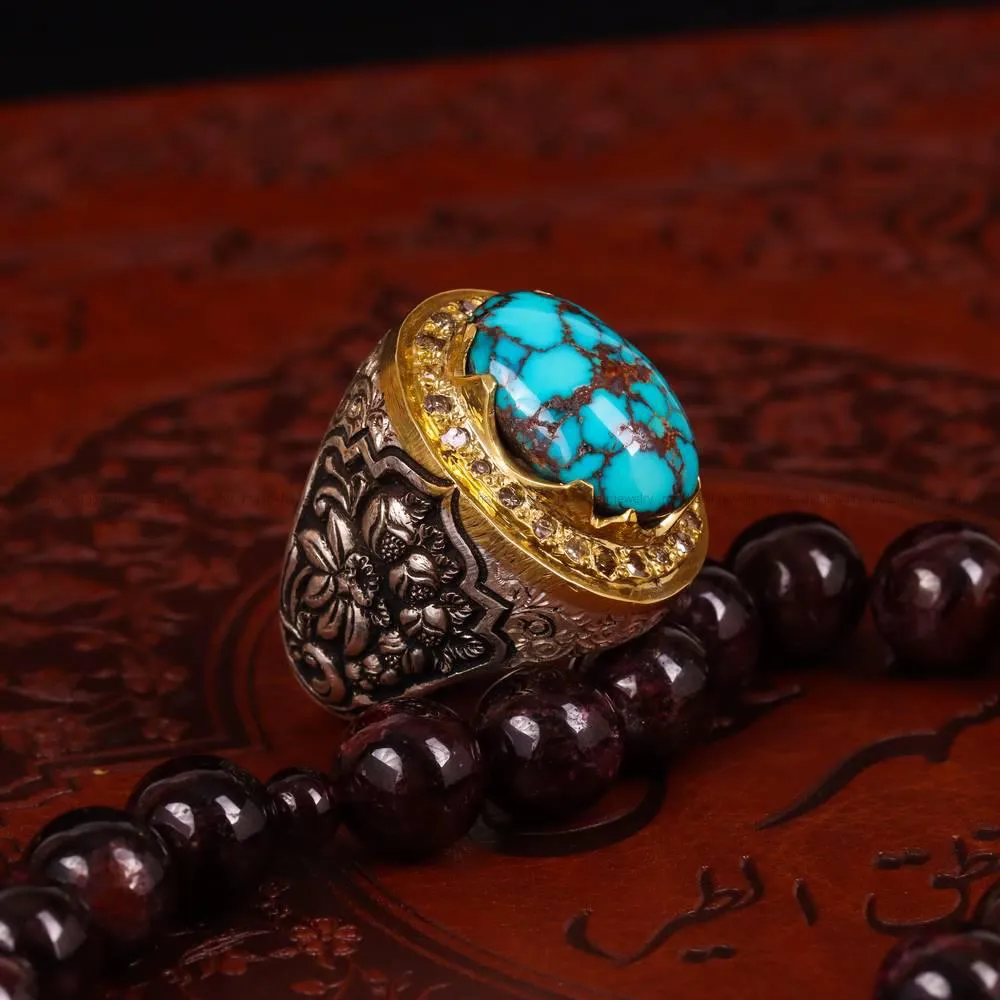 انگشتر فیروزه شجری مردانه کد 4692