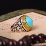 انگشتر فیروزه عجمی مردانه کد 4697