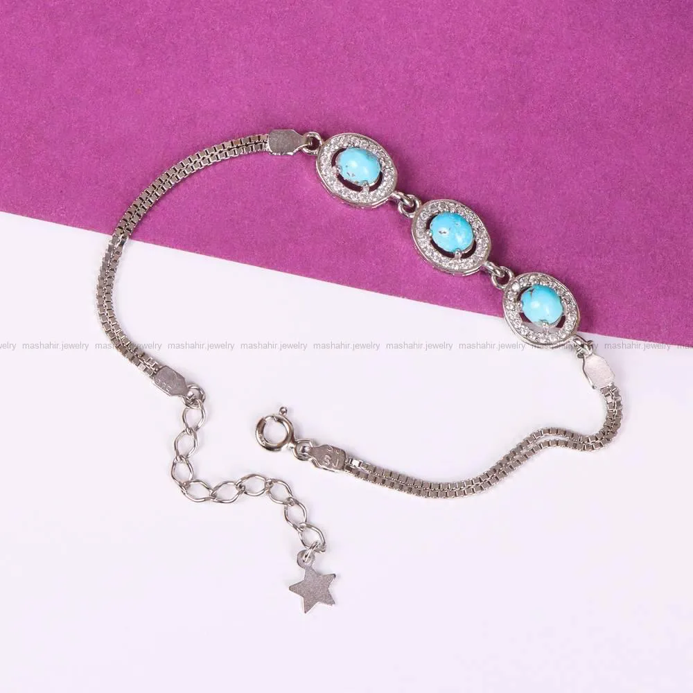 دستبند فیروزه زنانه کد 4800