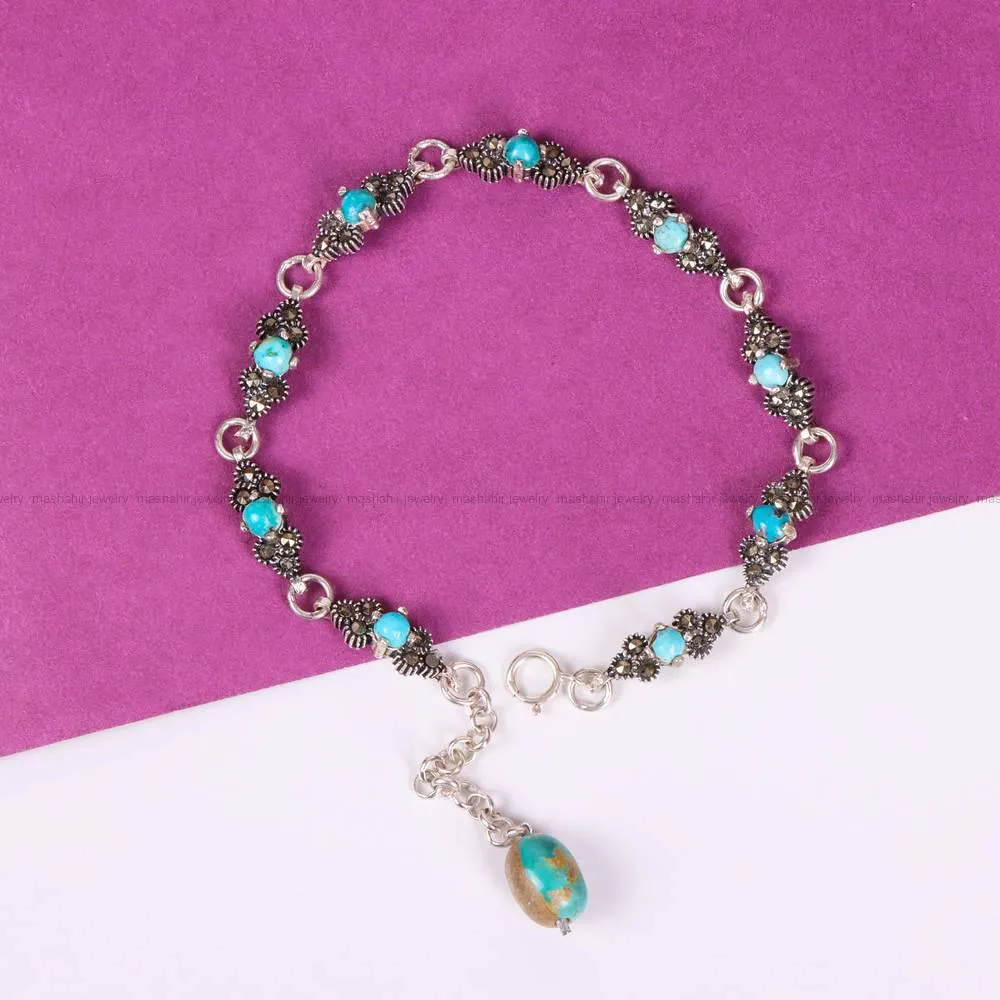 دستبند فیروزه زنانه کد 4802