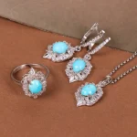 نیم ست فیروزه زنانه کد 4819