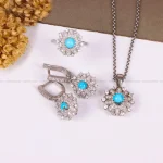 نیم ست فیروزه زنانه کد 4829