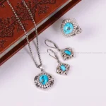 نیم ست فیروزه زنانه کد 4887